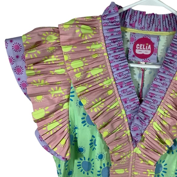 Celia B Orion Mini Dress Green-Multi - Picture 4 of 10